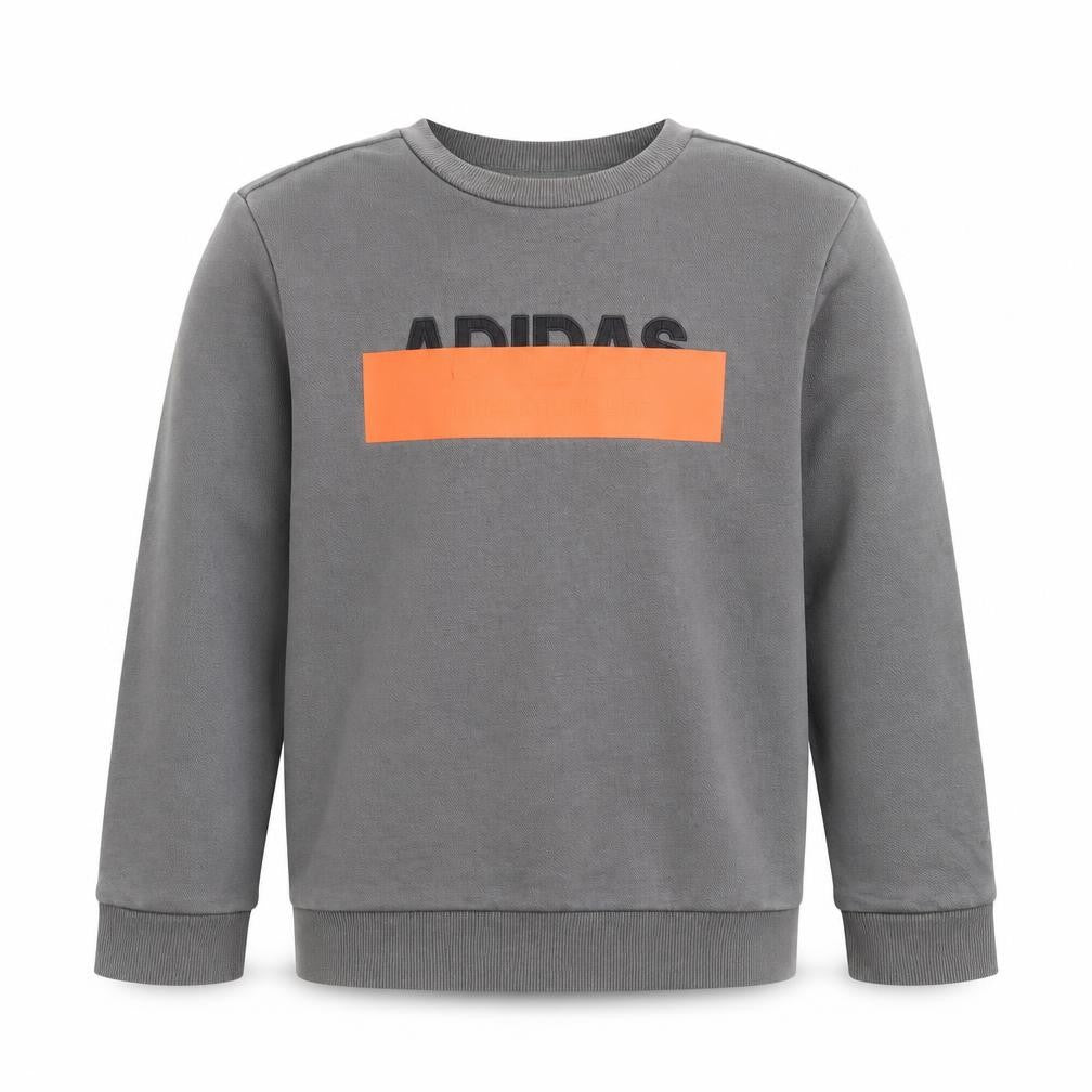 Adidas Boys Grey Sweatshirt Size 10 Years Pullover Crew Neck Logo Print