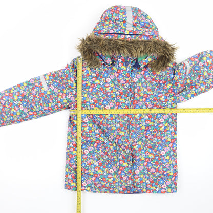 Boden Girls Multicoloured Floral Hooded Puffer Jacket 7-8 Years Winter Coat