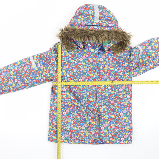 Boden Girls Multicoloured Floral Hooded Puffer Jacket 7-8 Years Winter Coat