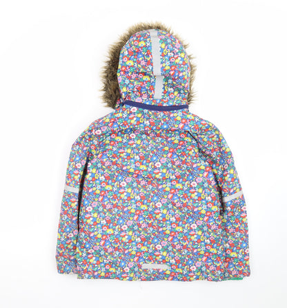 Boden Girls Multicoloured Floral Hooded Puffer Jacket 7-8 Years Winter Coat