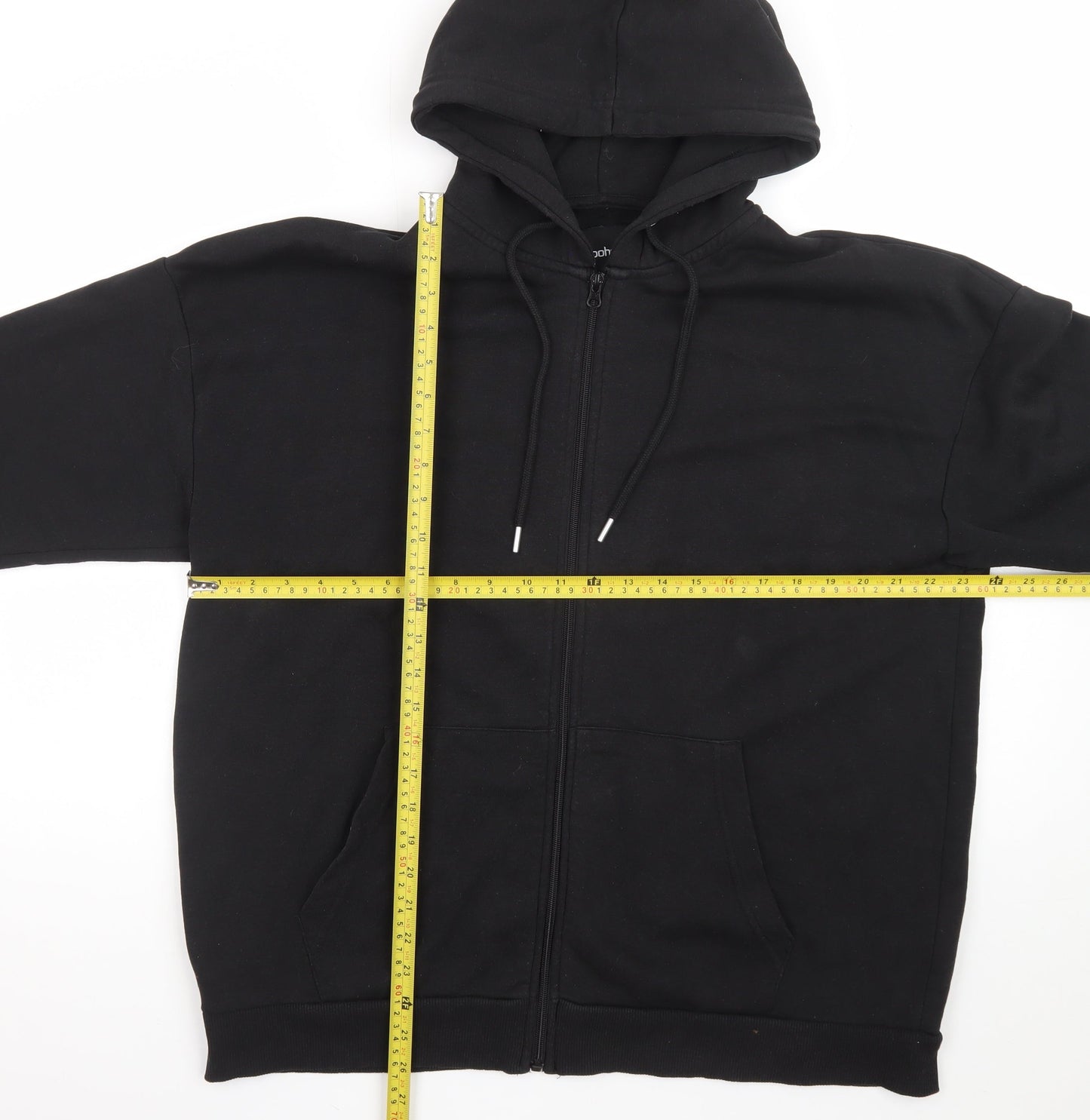 boohoo Men's Black Full Zip Hoodie Size M Regular Fit