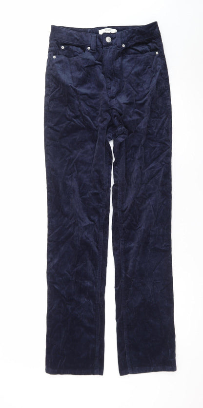 Marks and Spencer Women's Navy Corduroy Straight Trousers Size 8