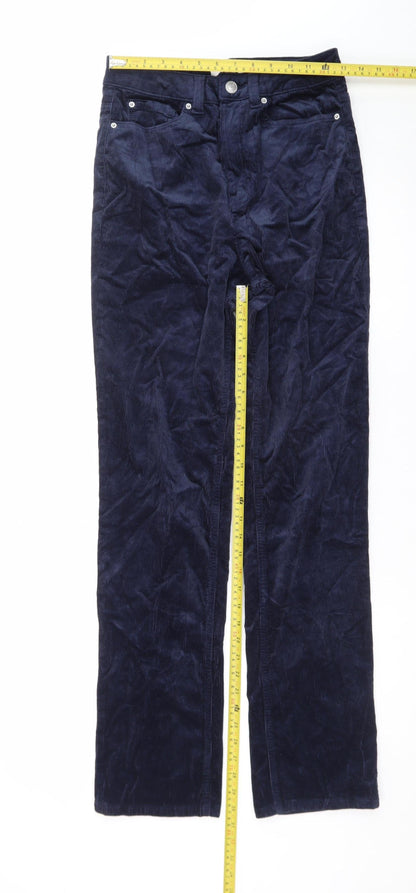 Marks and Spencer Women's Navy Corduroy Straight Trousers Size 8