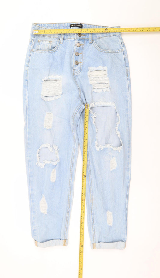 I Saw It First Women's Blue Distressed Mom Jeans Size 16