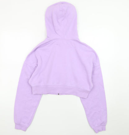 H&M Divided Womens Purple Full Zip Cropped Hoodie Size M