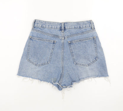 AURA Womens Blue Denim Cut-Off Shorts Size 10 High Waist