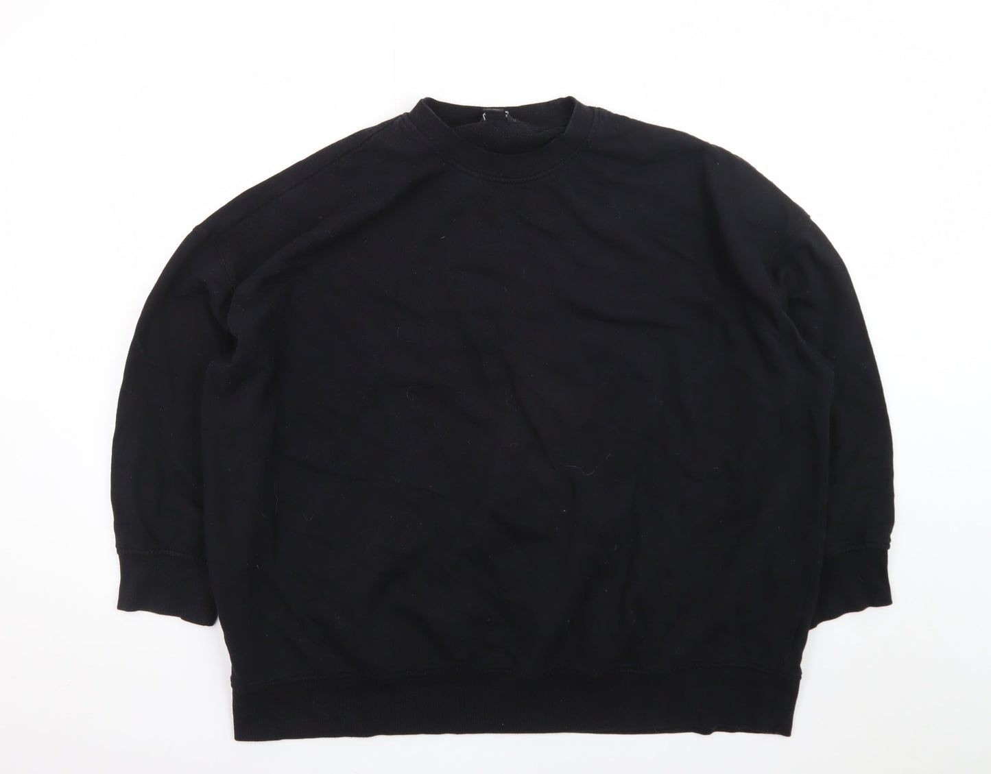 Monki Unisex Black L Pullover Crew Neck Cotton Sweatshirt