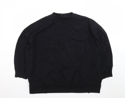 Monki Unisex Black L Pullover Crew Neck Cotton Sweatshirt