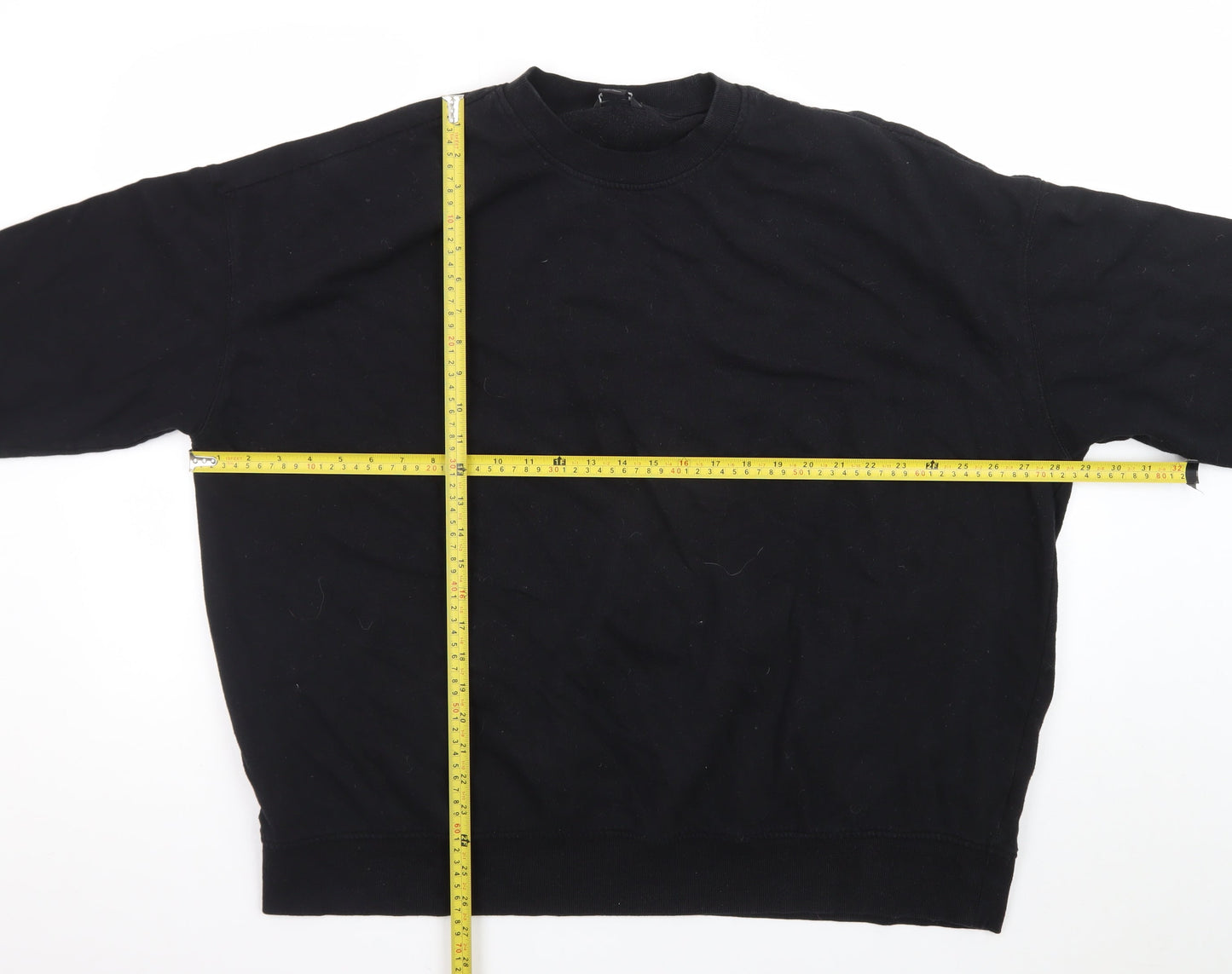 Monki Unisex Black L Pullover Crew Neck Cotton Sweatshirt