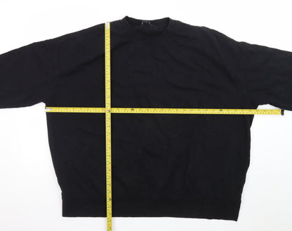 Monki Unisex Black L Pullover Crew Neck Cotton Sweatshirt