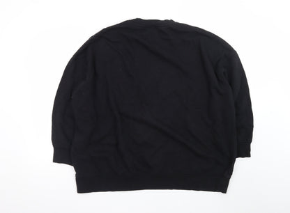 Monki Unisex Black L Pullover Crew Neck Cotton Sweatshirt