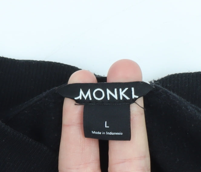 Monki Unisex Black L Pullover Crew Neck Cotton Sweatshirt