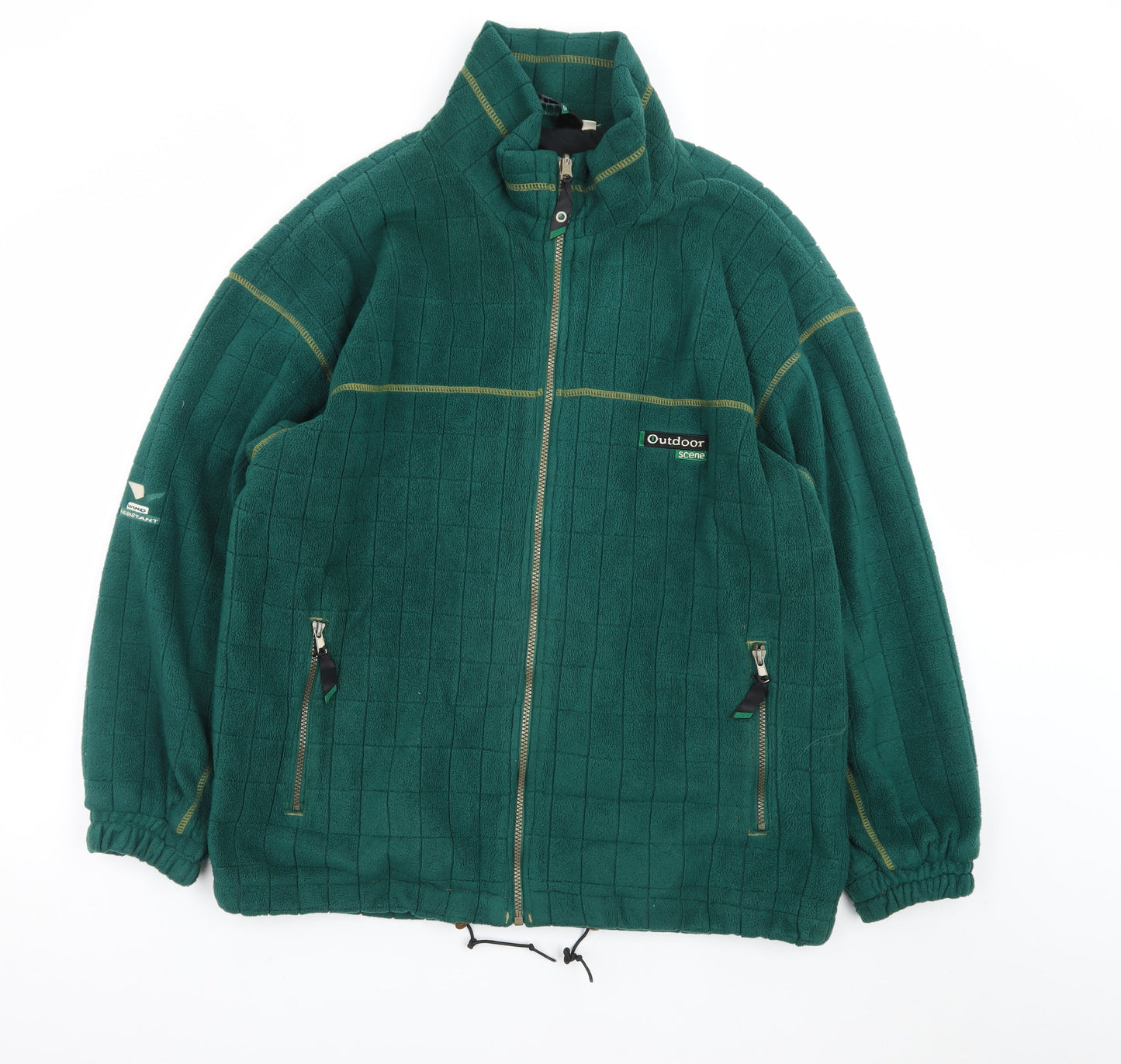 Outdoor Scene Mens Green Fleece Full Zip Jacket Size M