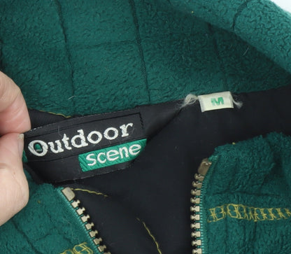 Outdoor Scene Mens Green Fleece Full Zip Jacket Size M