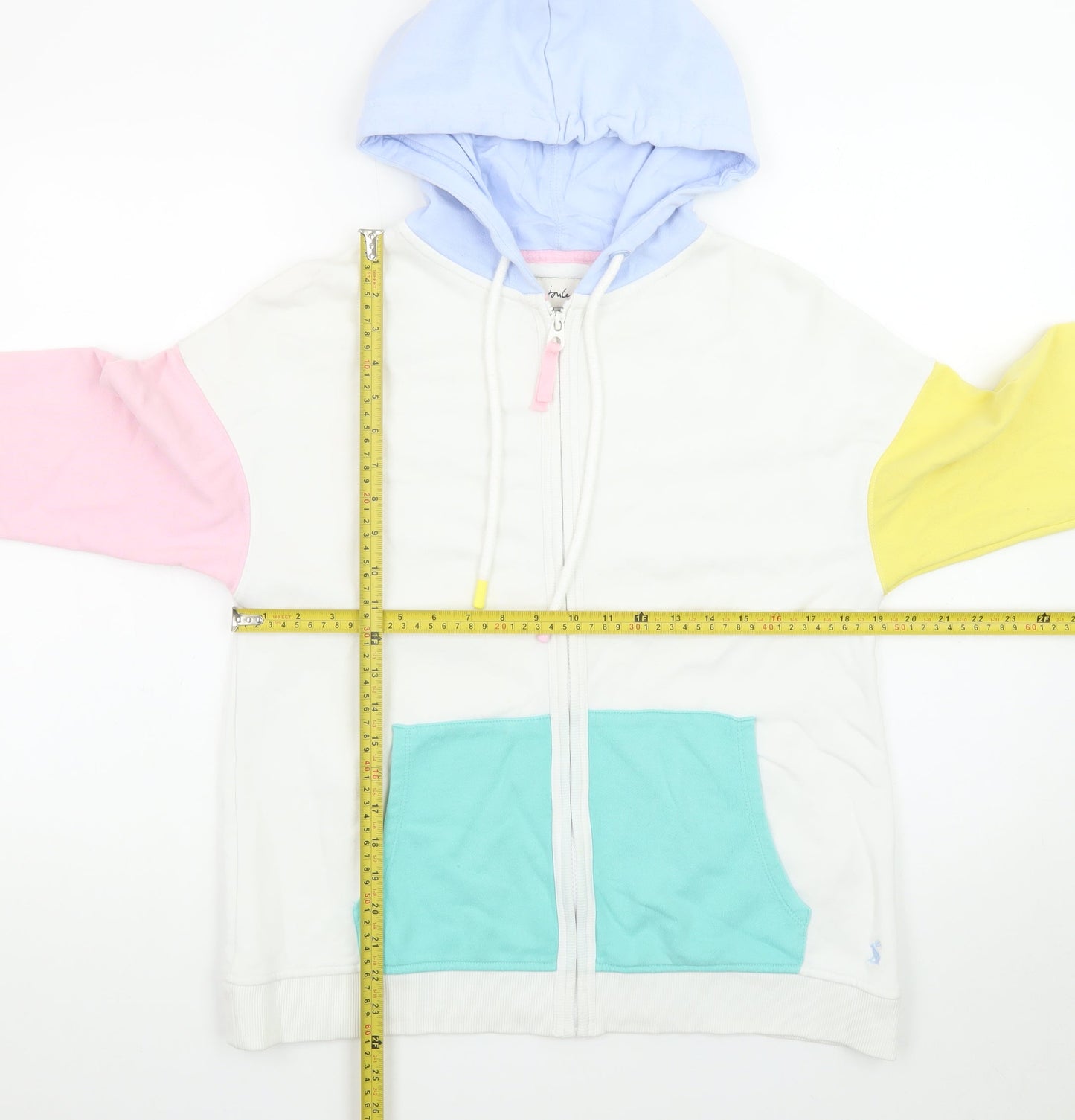 Joules Womens Multicoloured Full Zip Hoodie UK 10 Cotton Blend