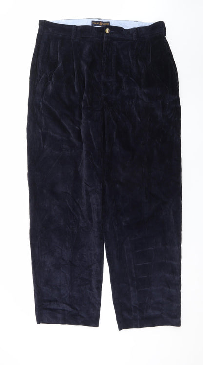 Tommy Hilfiger Men's Blue Corduroy Pleated Trousers 36W 32L
