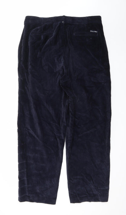 Tommy Hilfiger Men's Blue Corduroy Pleated Trousers 36W 32L