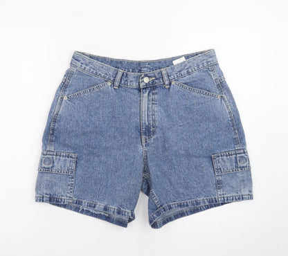 Riders Womens Blue Denim Cargo Shorts Size 10 Cotton Relaxed Fit