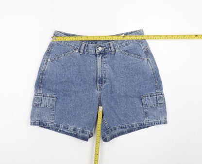 Riders Womens Blue Denim Cargo Shorts Size 10 Cotton Relaxed Fit