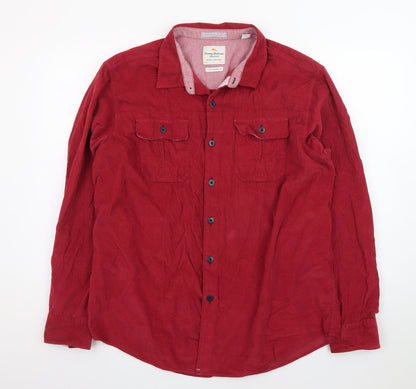 Tommy Bahama Men's Red Cotton Corduroy Long Sleeve Button-Up Shirt XL