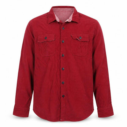 Tommy Bahama Men's Red Cotton Corduroy Long Sleeve Button-Up Shirt XL