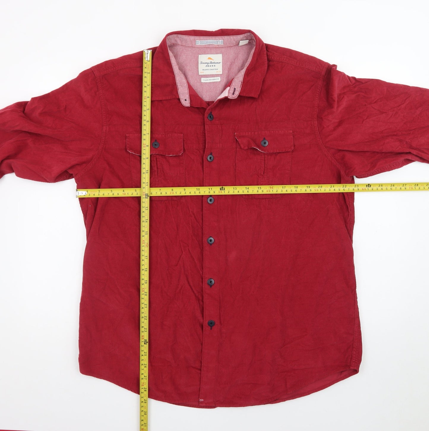 Tommy Bahama Men's Red Cotton Corduroy Long Sleeve Button-Up Shirt XL