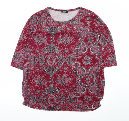 Klass Womens Red Paisley Tunic Jersey Top XL