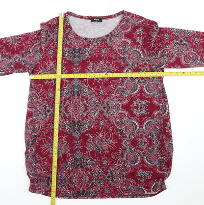 Klass Womens Red Paisley Tunic Jersey Top XL