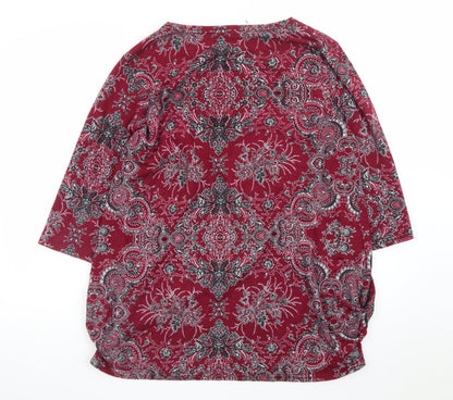 Klass Womens Red Paisley Tunic Jersey Top XL