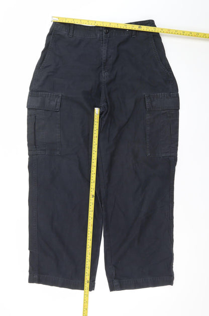 Uniqlo Men's Black Cargo Trousers L Regular Fit Cotton