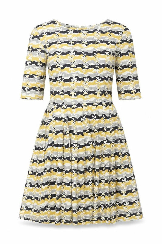 People Tree Women’s Yellow Fit & Flare Cotton Dress Size 12