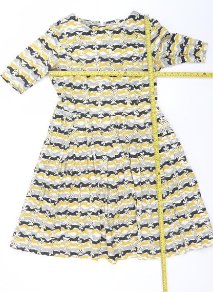 People Tree Women’s Yellow Fit & Flare Cotton Dress Size 12