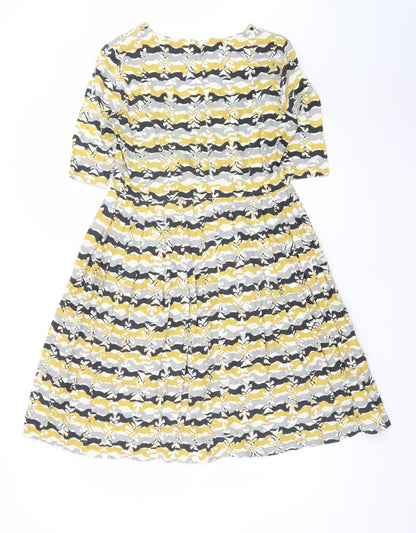 People Tree Women’s Yellow Fit & Flare Cotton Dress Size 12