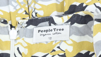 People Tree Women’s Yellow Fit & Flare Cotton Dress Size 12