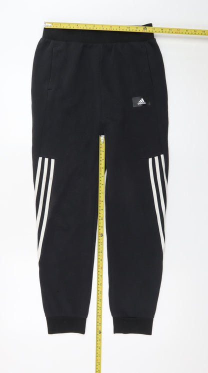 Adidas Boys Black Jogger Trousers 13-14 Years Elastic Waist Sportswear