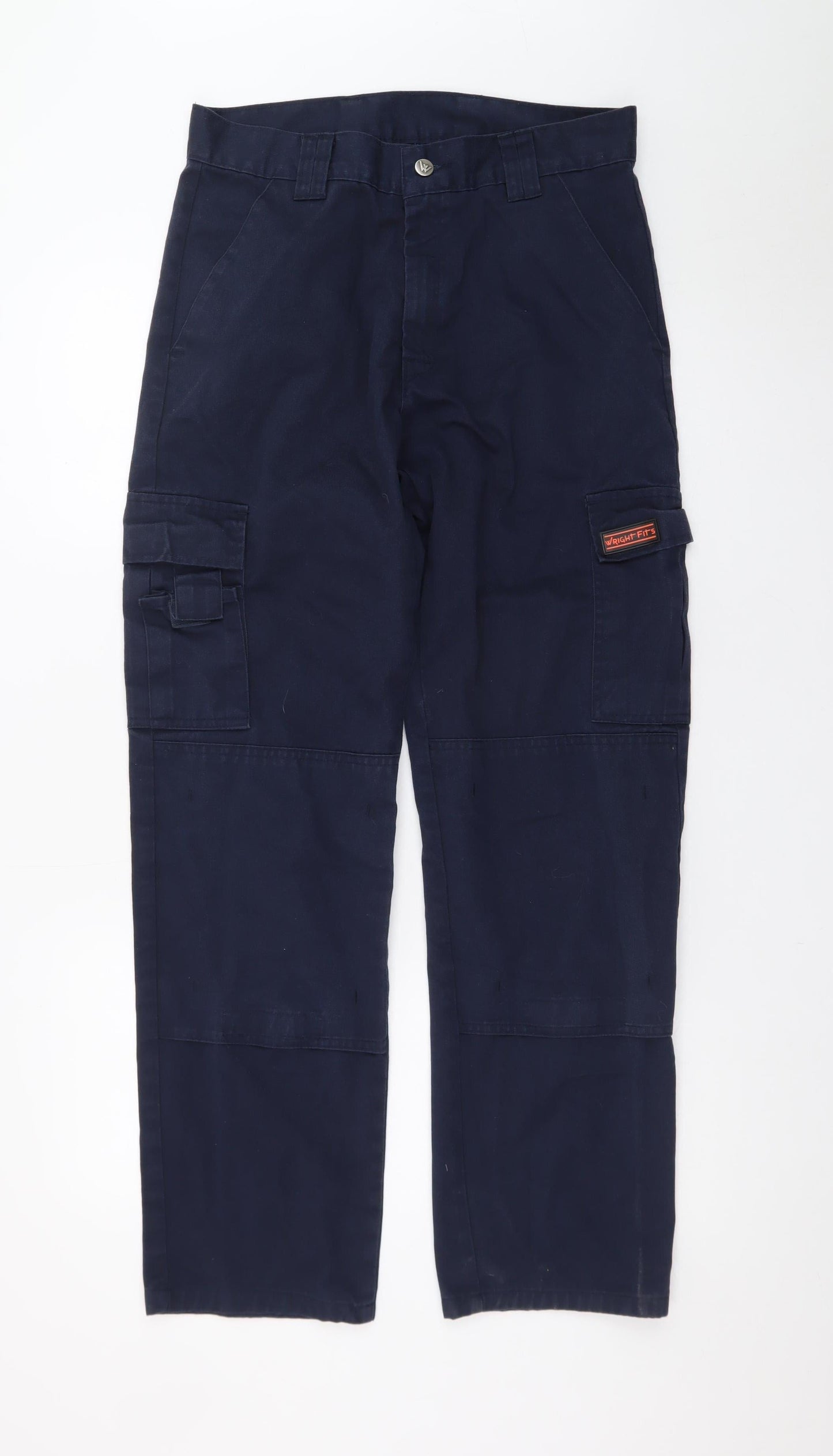 Wright Fits Men's Blue Cargo Work Trousers 30W 31L Cotton Regular Fit