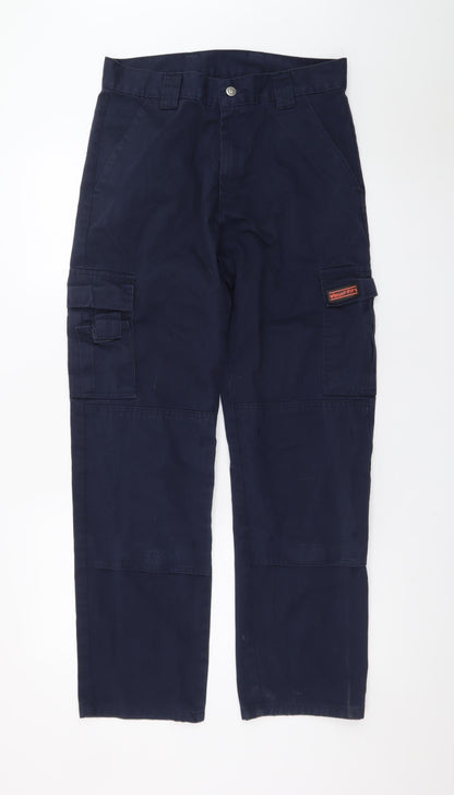 Wright Fits Men's Blue Cargo Work Trousers 30W 31L Cotton Regular Fit