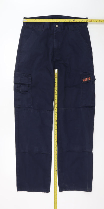 Wright Fits Men's Blue Cargo Work Trousers 30W 31L Cotton Regular Fit