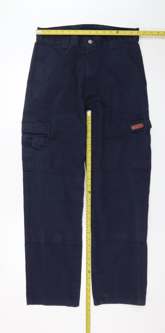 Wright Fits Men's Blue Cargo Work Trousers 30W 31L Cotton Regular Fit