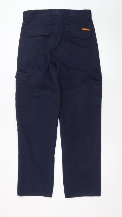 Wright Fits Men's Blue Cargo Work Trousers 30W 31L Cotton Regular Fit