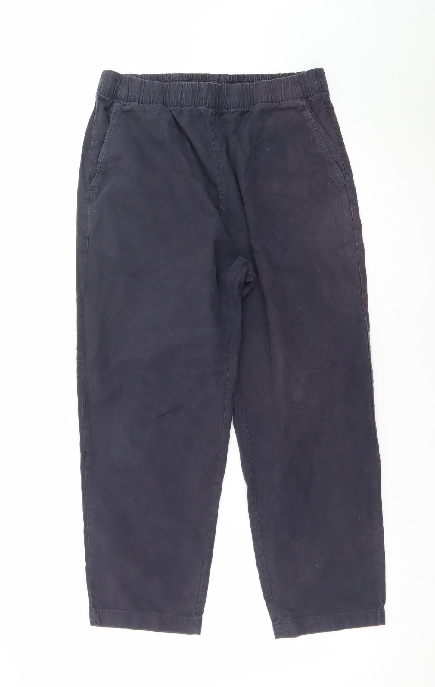 Uniqlo Men’s Black Cotton Chino Trousers L Elastic Waist Casual