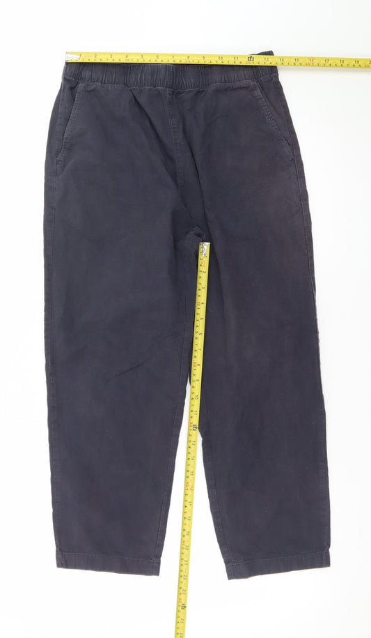 Uniqlo Men’s Black Cotton Chino Trousers L Elastic Waist Casual