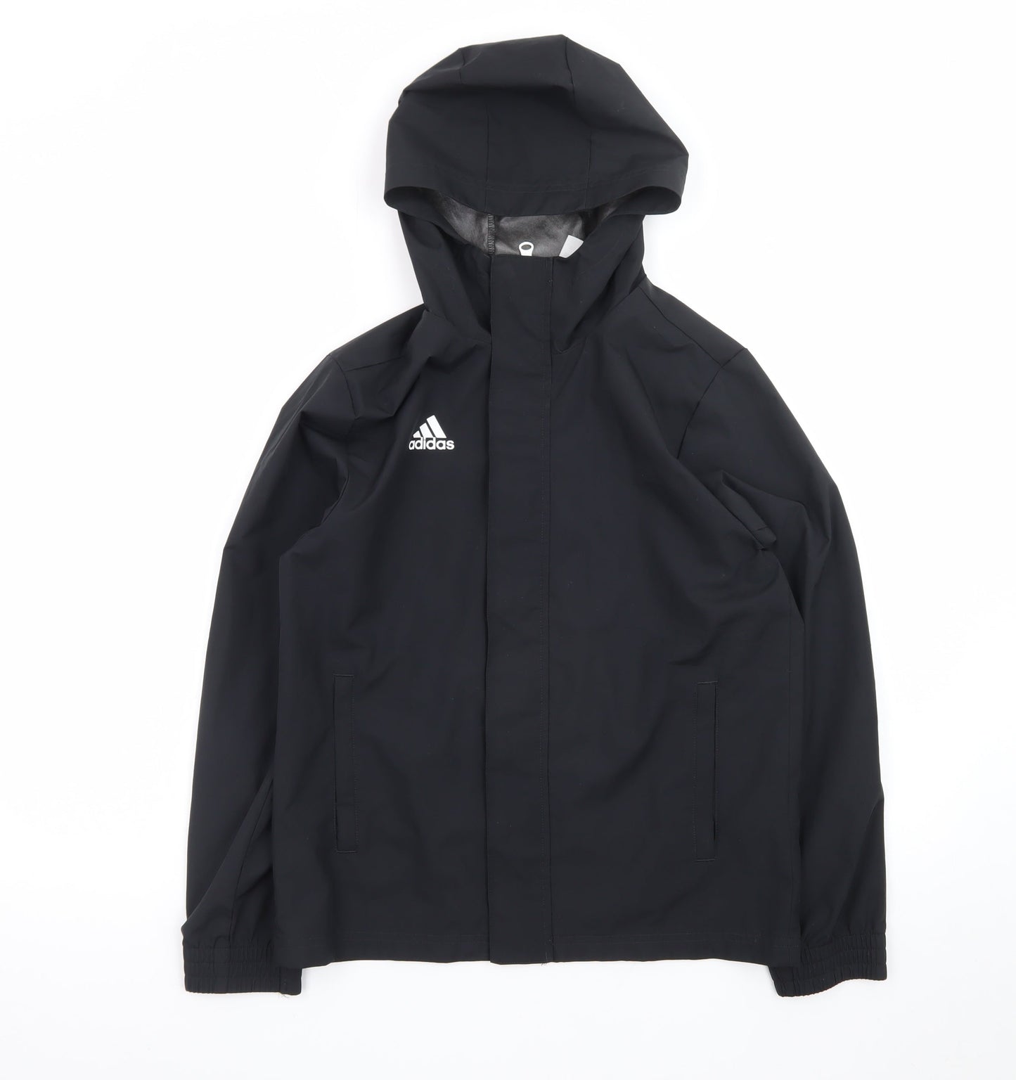 Adidas Boys Black Waterproof Hooded Rain Jacket 11-12 Years