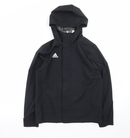 Adidas Boys Black Waterproof Hooded Rain Jacket 11-12 Years