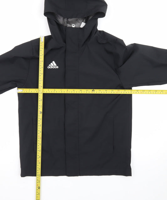 Adidas Boys Black Waterproof Hooded Rain Jacket 11-12 Years