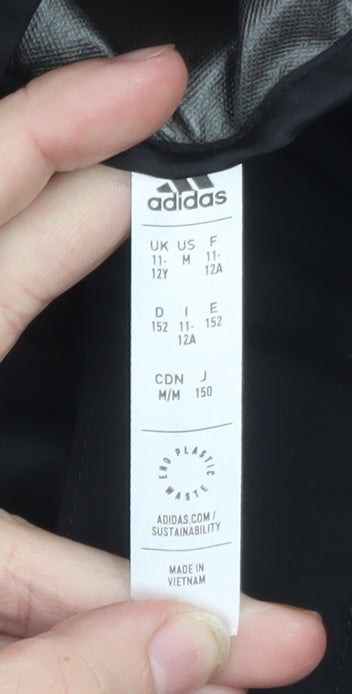 Adidas Boys Black Waterproof Hooded Rain Jacket 11-12 Years