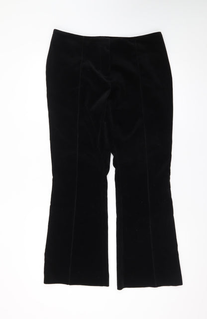 Marks and Spencer Women Black Velvet Flared Trousers Size 14