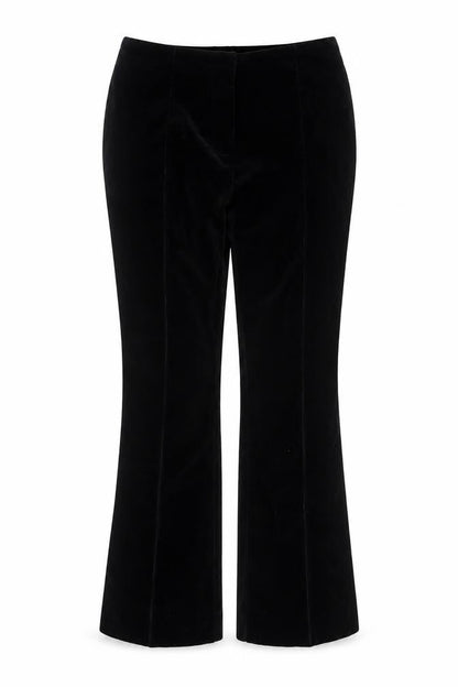 Marks & Spencer Women Black Velvet Flared Trousers Size 14