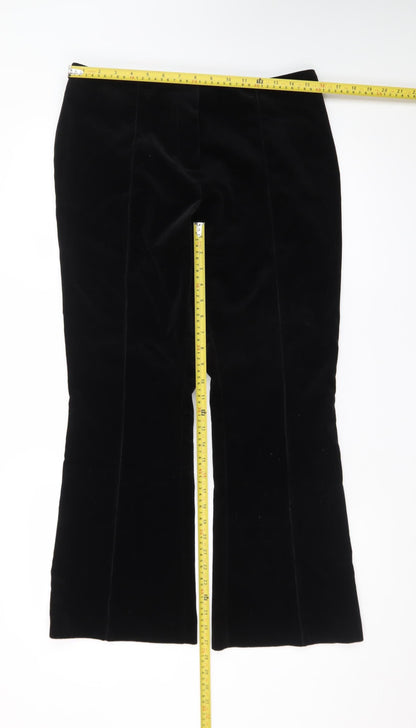 Marks and Spencer Women Black Velvet Flared Trousers Size 14