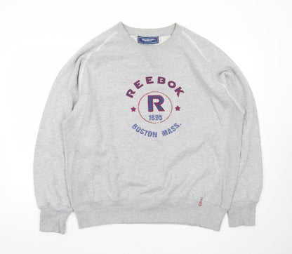Reebok Men's Grey L Pullover Sweatshirt Crew Neck Sports Style